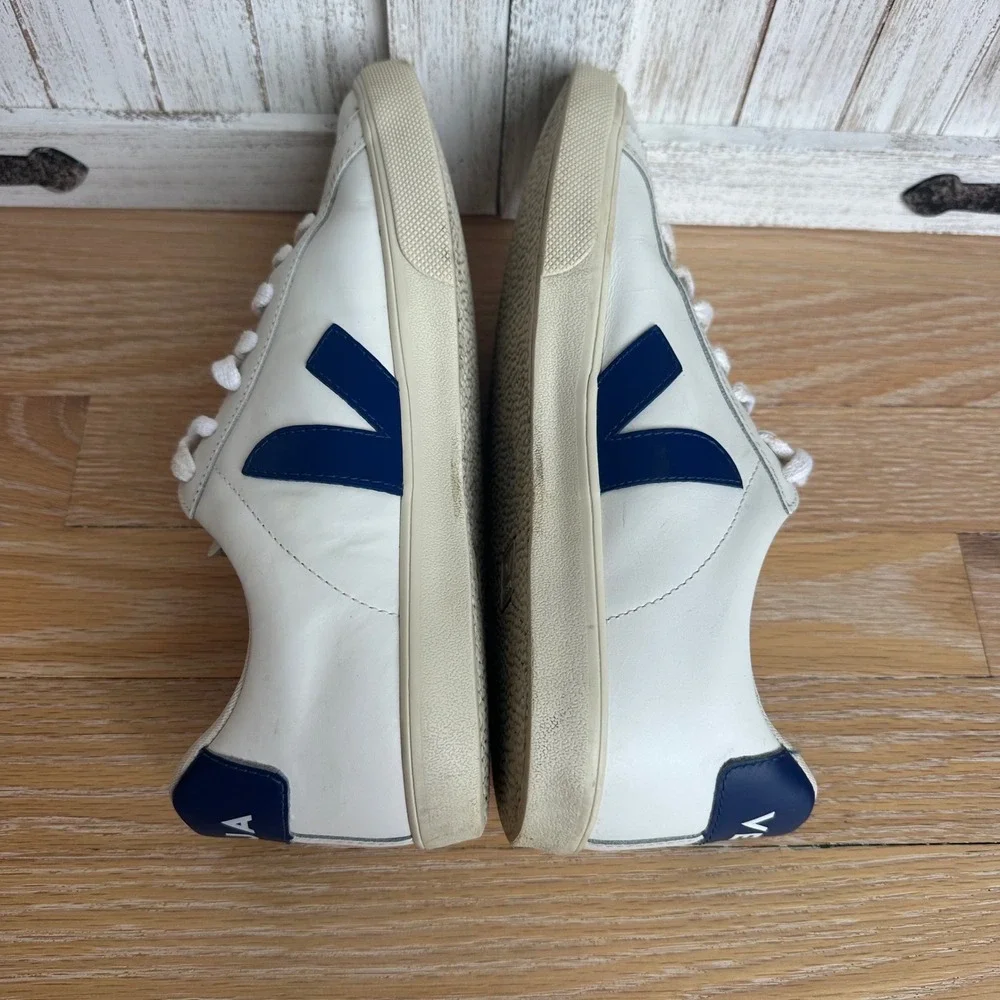 Veja Esplar Low Profile Leather Retro Sneaker White Blue EU 40 US 9
